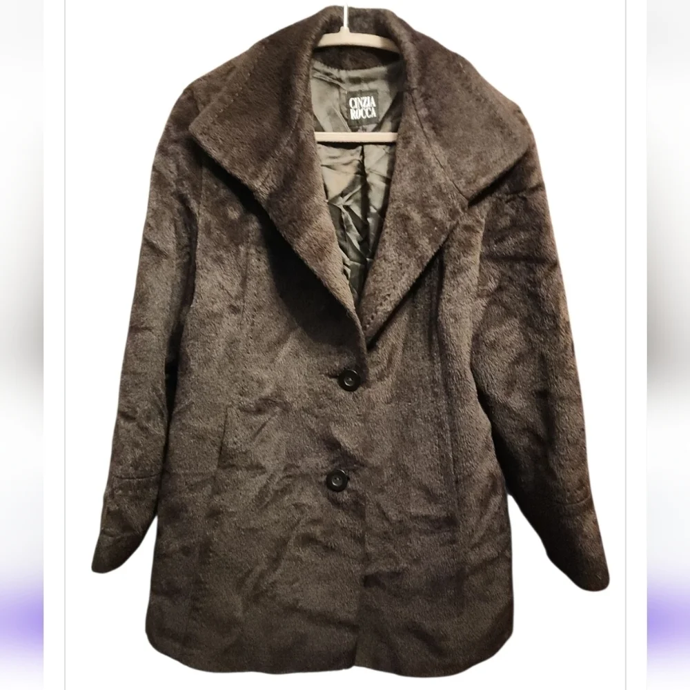 Cinzia Rocca Women's Dark Chocolate Brown Baby Llama Wool Coat US Size 8 Italy